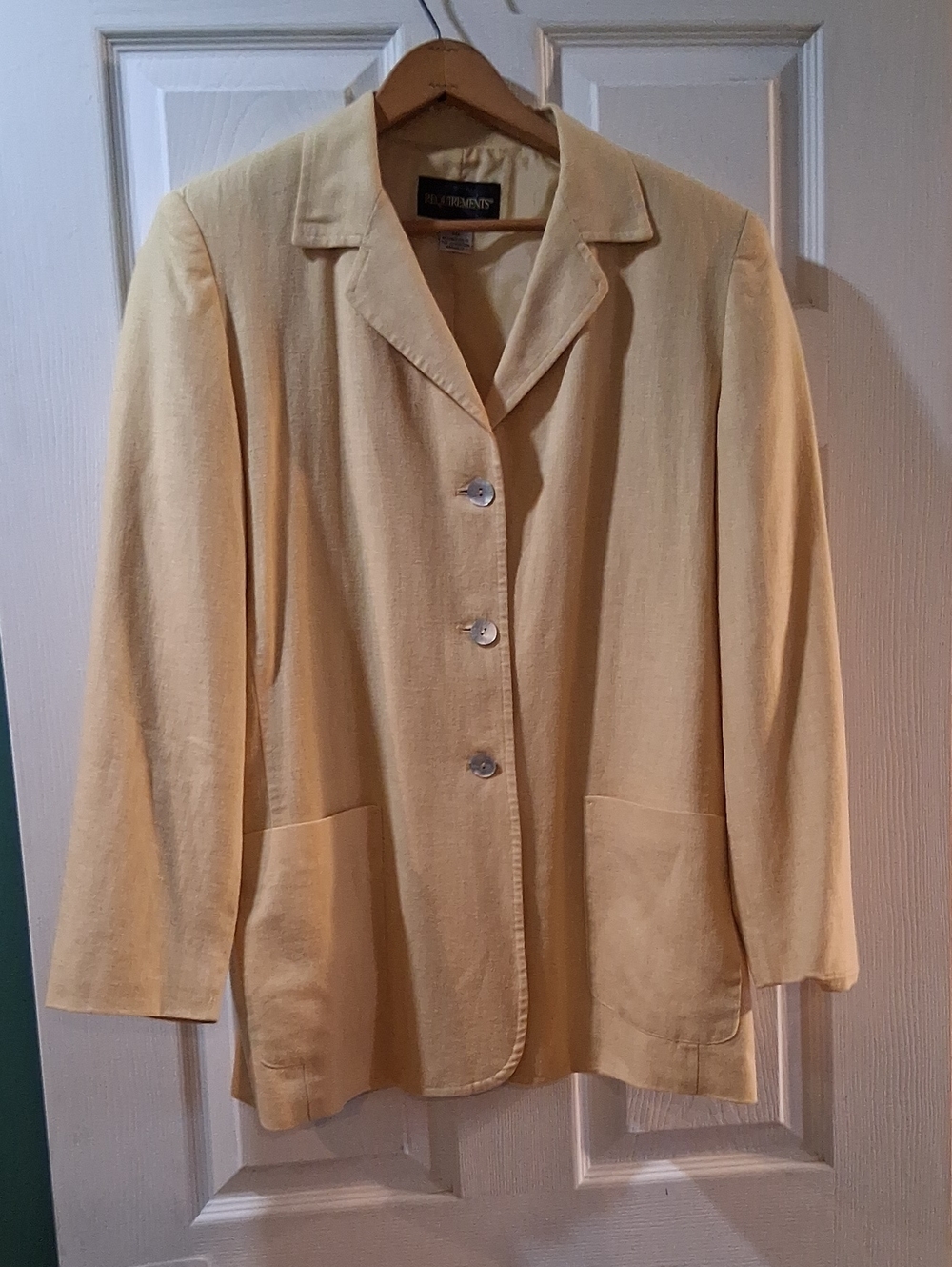 Requirements Pale Yellow Women's Blazer Jacket Vintage Linen